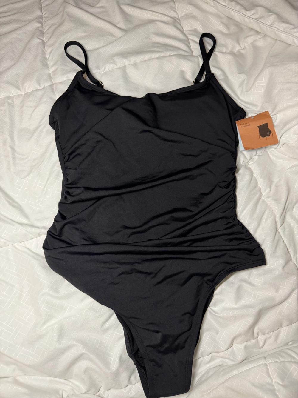Shade & Shore Black Ruched One-Piece Swimsuit